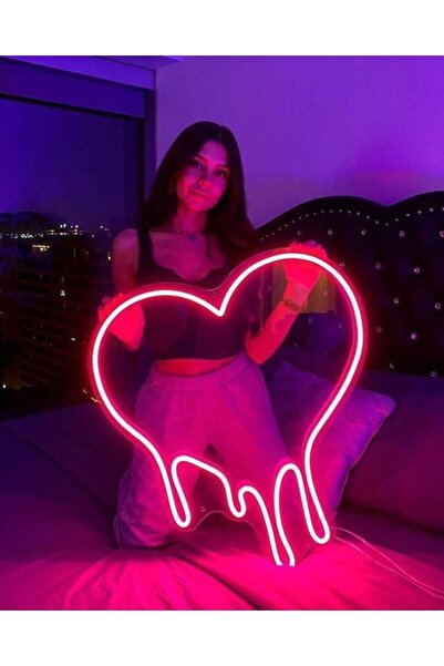 vinyuup Neon Led Işıklı Damlayan Kalp 70 X 70 Cm