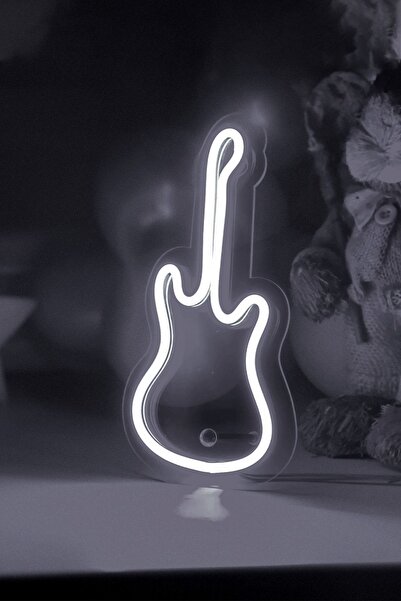 vinyuup Çocuk Odası Için Masaüstü Küçük Gitar Şeklinde Neon Led Işıklı Tablo ...