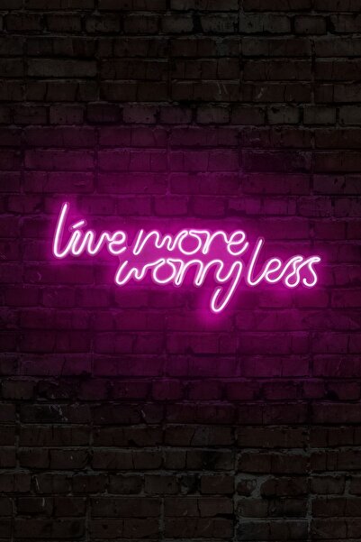 neon graph Neon Led Live More Worry Less Duvar Yazısı Dekoratif Işıklı Gece L...