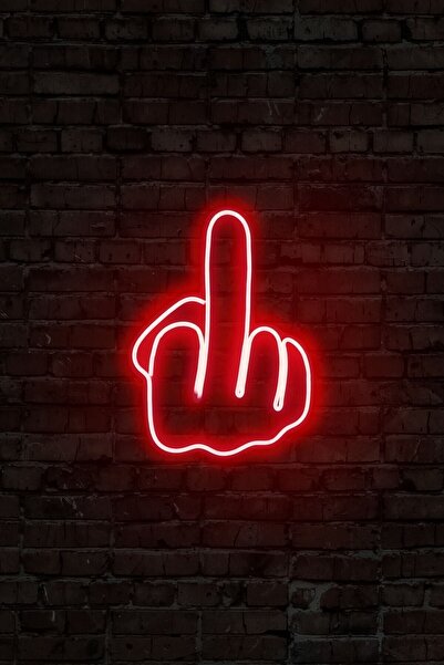 neon graph - Middle Finger - Led Dekoratif Duvar Aydınlatması Neon Duvar Yazı...