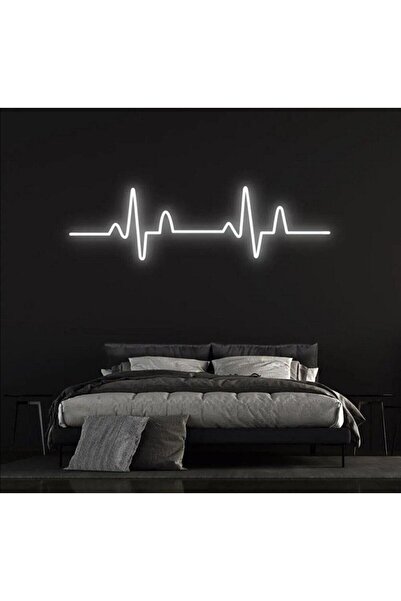 vinyuup Kalp Ritmi Neon Led Dekoratif Duvar Yazısı Tabelası Aydınlatması Gece...