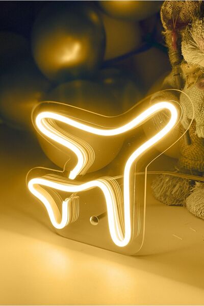 vinyuup Çocuk Odası Için Masaüstü Küçük Uçak Şeklinde Neon Led Işıklı Tablo 1...
