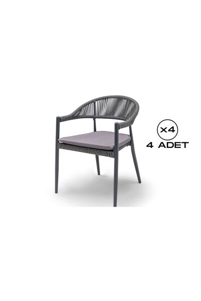 Vieno Home Garden Rita Sandalye Antrasit (4 ADET)