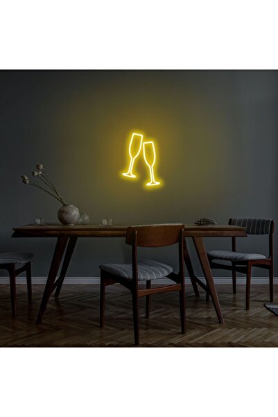 neon graph -champagne Glasses-led Dekoratif Duvar Aydınlatması Neon Duvar Yaz...