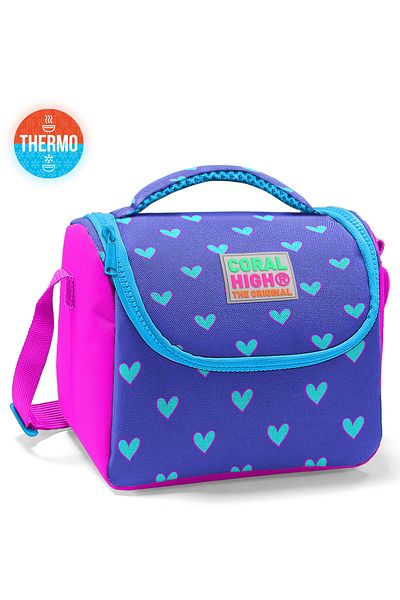 Coral High Kids Lavender Pink Heart Patterned Thermo Lunchbox 11706