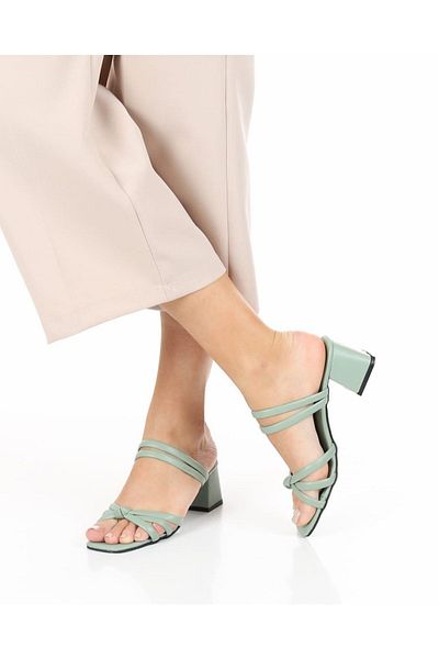 Moda Frato My-111 Heeled Γυναικείες Παντόφλες Ψηλοτάκουνο Καθημερινό Τακούνι: 6 cm Πράσινο