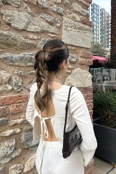 la & vetta Ecru Wrinkled Fabric Back Detailed Set