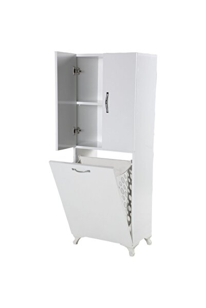 makbulce Karanfil 2 Kapaklı Çok Amaçlı Kirli Çamaşır Sepetli Dolap