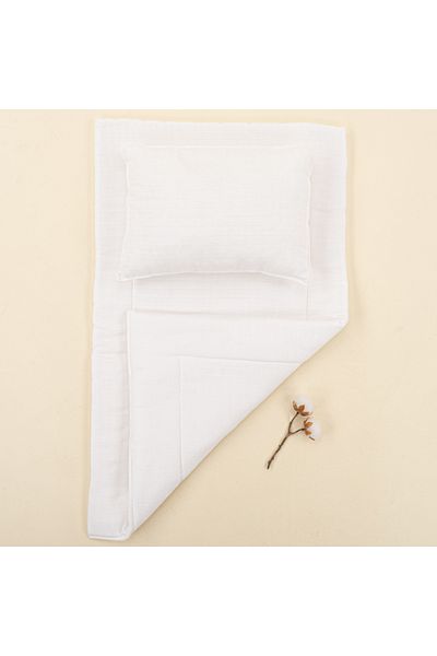 Yunikobaby White Muslin Muslin Bottom - Changing and Opening Mat and Pillow