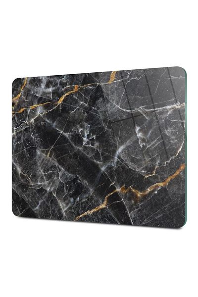 Decovetro لوح تقطيع زجاجي بمظهر رخامي أسود مقاس 20 × 30 سم
