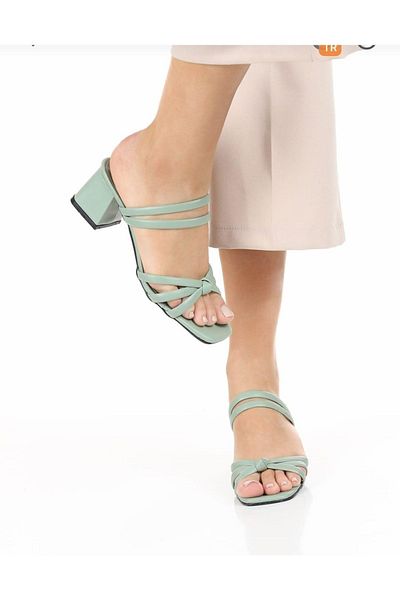 Moda Frato My-111 Heeled Γυναικείες Παντόφλες Ψηλοτάκουνο Καθημερινό Τακούνι: 6 cm Πράσινο
