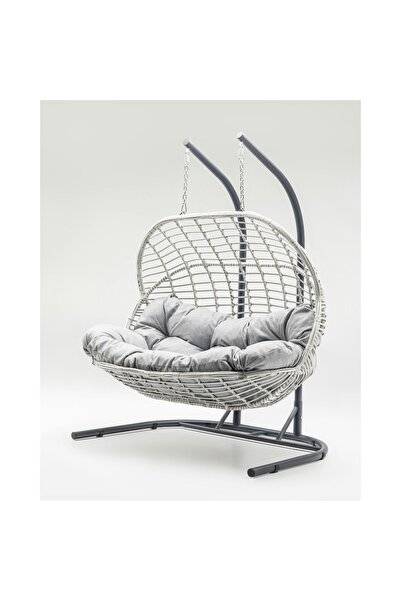 Vieno Home Garden Oscar İkili Rattan Bahçe Balkon Salıncak