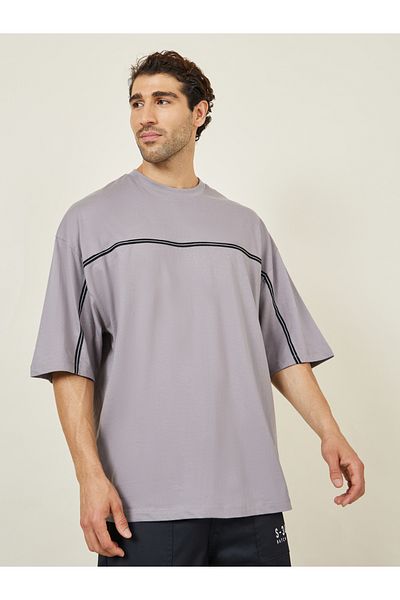 Styli Front Tape Compact Cotton Jersey Boxy T-Shirt