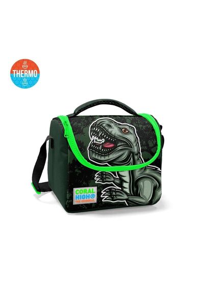Coral High 11725 Cutie termică pentru prânz cu model de dinozaur negru verde ...