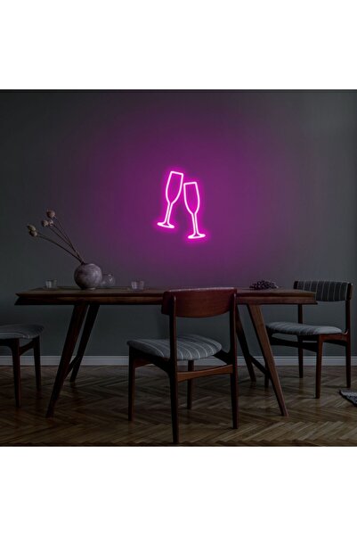 neon graph -champagne Glasses-led Dekoratif Duvar Aydınlatması Neon Duvar Yaz...