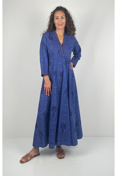 Socrates BLACK SWAN   V  Yaka Uzun  Kol  Desenli El Baskısı Uzun  Elbise