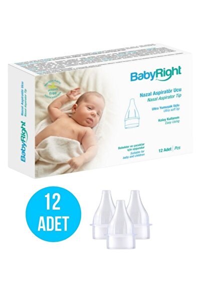 BabyRight Otribebe, Weebaby, Brunobaby Uyumlu Nazal Burun Aspiratörü Yedek Uç (12 Adet) Ekstra Yumuşak Uçlu