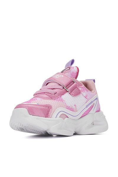 İmerShoes Pantofi pentru fete roz și alb - pantofi Hello Kitty 2014 cu șireturi din cauciuc și velcro cu hologramă