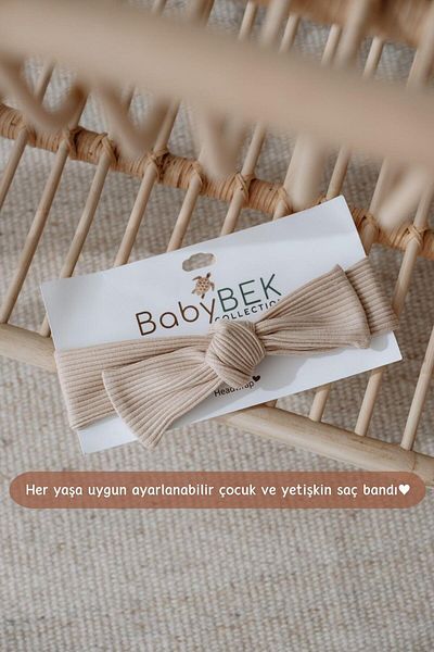 BABYBEK Bandă de păr bej - Design cu cravată