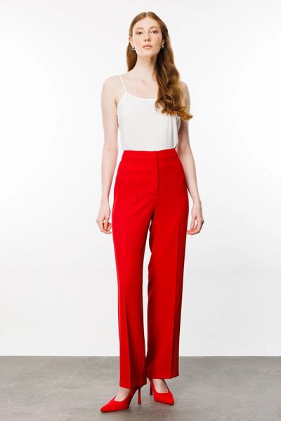 Ekol Red Women's Wide Leg Trousers - 5264