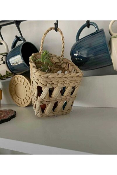 SCB Mobilya Διακοσμητικό ψάθινο καλάθι, κρεμαστό καλάθι