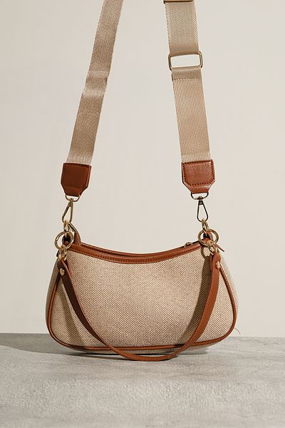 Çantacımstore Women's Patterned Shoulder Bag Straw-Tan