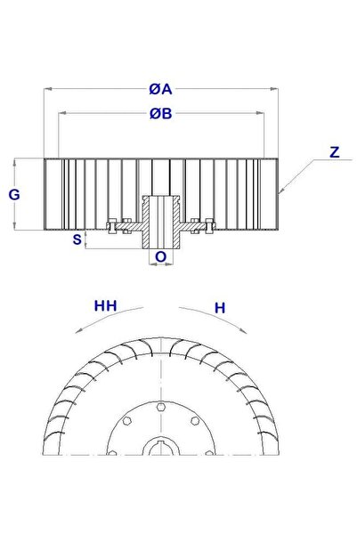 ORFAN ÇAP 146 BOY 50 DELİK 14 mm SAĞ YÖN RADYAL FAN PERVANESİ