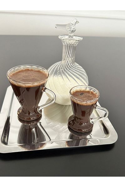 dekorasyon garajı طقم فناجين قهوة من الزجاج المنفوخ مكون من قطعتين