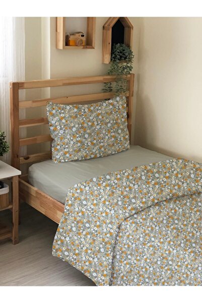 Evmila طقم غطاء لحاف مفرد مطبوع عليه زهور على الوجهين بدون ملاءات باللون الأخضر