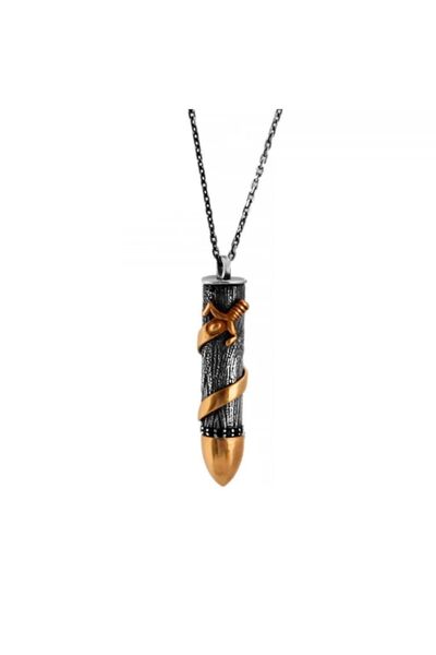 In Love Kurşun Erkek Kolye Mermi Erkek Gümüş Kolye