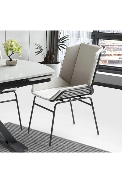 Evistro YNCA Metal Ayaklı Kumaş Salon Balkon ve Mutfak Sandalyesi 4 ADET