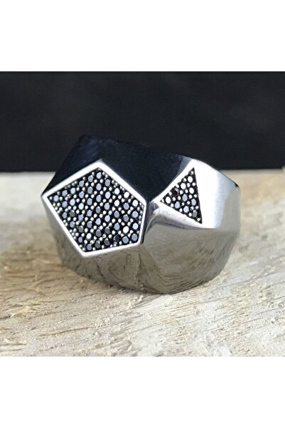 In Love Geometrik Taşlı Erkek Gümüş Yüzük