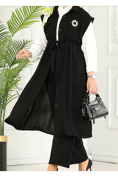 GoyceFashion Comfortable Cut Belted Summer Tunic and Pants Set
