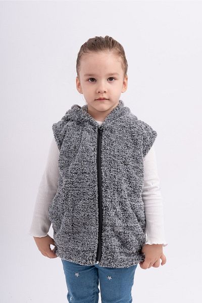 Sweets Collection Унисекс детска плюшена жилетка с качулка Welsoft