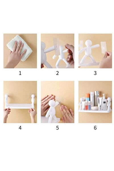 Genel Markalar Kendinden Yapışkanlı Craft Banyo Rafı Tarz Baharatlık Rafı Organizer Düzenleyici 1 Adet Raf Çöp Adam