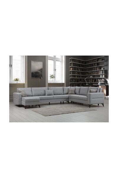 Minar Kristal Dinlenme+3+köşe+2 Köşe Takımı Açık Gri