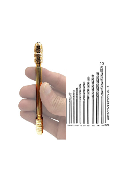 SENBANG El Matkabı 10LU Matkap Uc Seti Mekanik Pim Mengenesi Hassas Elektronikçi Saatçi Boncuk Delme Aleti