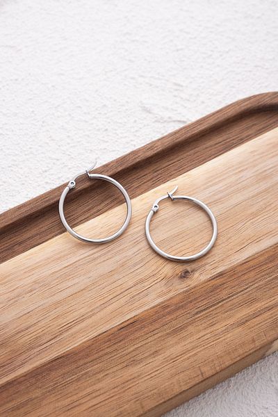 ByFlorya Jewelry Steel Hoop Earrings Tarnish Free Thin Hoop Earrings Diameter 3cm