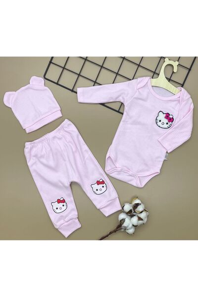 minibird baby طقم قطط مطرز بالفرن مكون من 3 قطع