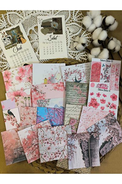SelisCraft Sakura Temalı Bullet Journal Kağıt Etiket Sticker Seti Journal / D...