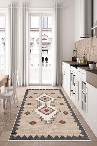 West Home Dijital Baskı Yıkanabilir Kaymaz Taban Leke Tutmaz Mutfak Halısı Sa...