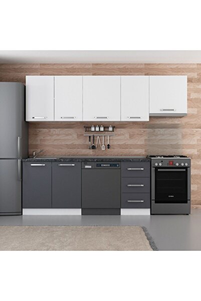 Minar 255 Cm Mutfak Dolabı Beyaz Antrasit 255-a12