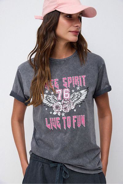 No Matter What Printed Washed Oversized Tee