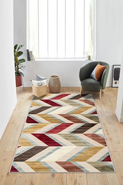 West Home Dijital Baskı Yıkanabilir Kaymaz Taban Salon Halısı Mutfak Halısı Y...