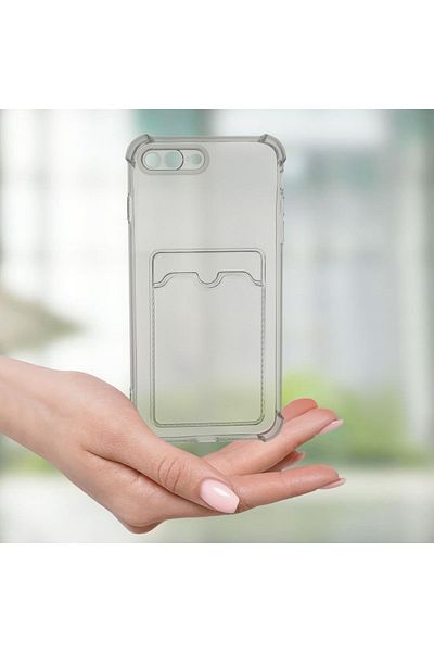 GAGA ELEKTRONİK iPhone 7/8 Plus Compatible Transparent Card Holder Antishock Camera Protection Case (Compatible Model with Title)