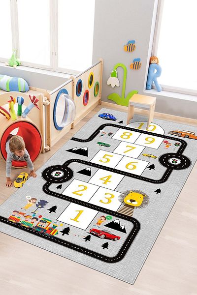 West Home Washable Play Mat with Antibacterial and Non-Slip Base for Children's Room