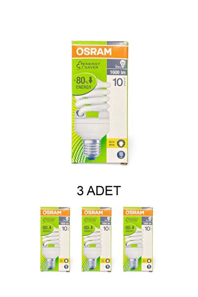 Osram Tasarruflu Ampul Spiral 23W Günışığı (sarı) E27 Duy - 3’lü Paket