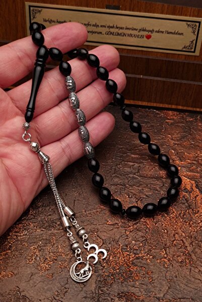 OTTOTESBİH Isimli Hediyelik Tesbih, Siyah Sıkma Kehribar