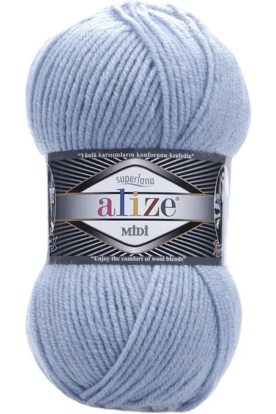 Alize 5 Pieces Superlana Midi Light Blue 480 Hand Knitting Thread Vest Cardigan Thread Scarf Beanie Sweater Thread