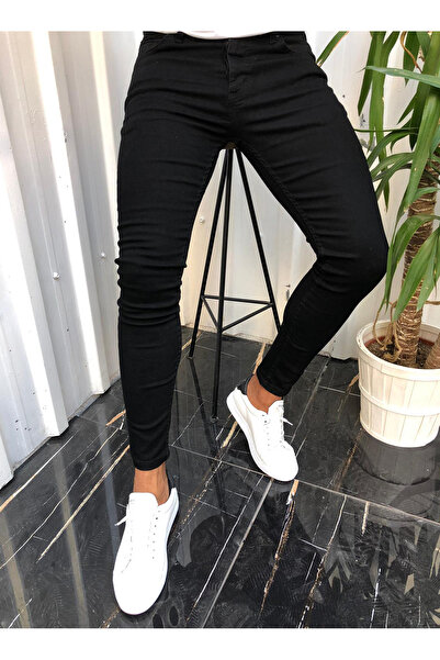 ukdwear Pantaloni de blugi pentru bărbați, negri, slimfit, croială elastic, material elastic